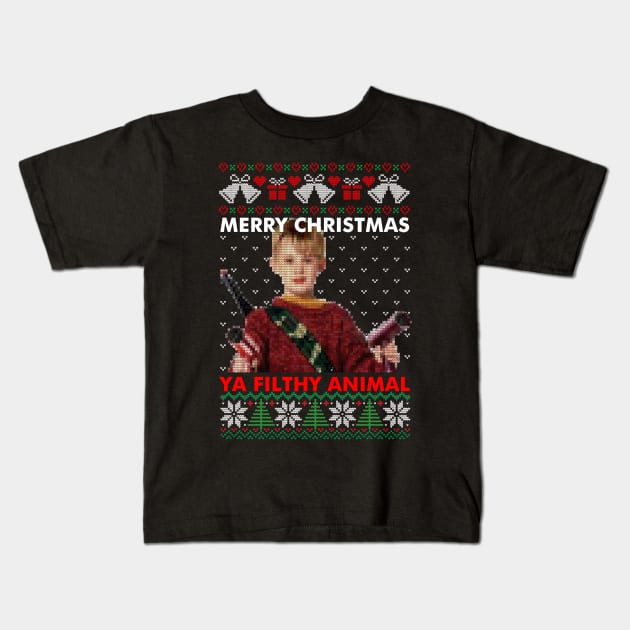 Merry Christmas Ya Filthy Animal Kids T-Shirt by Immortal Sickness